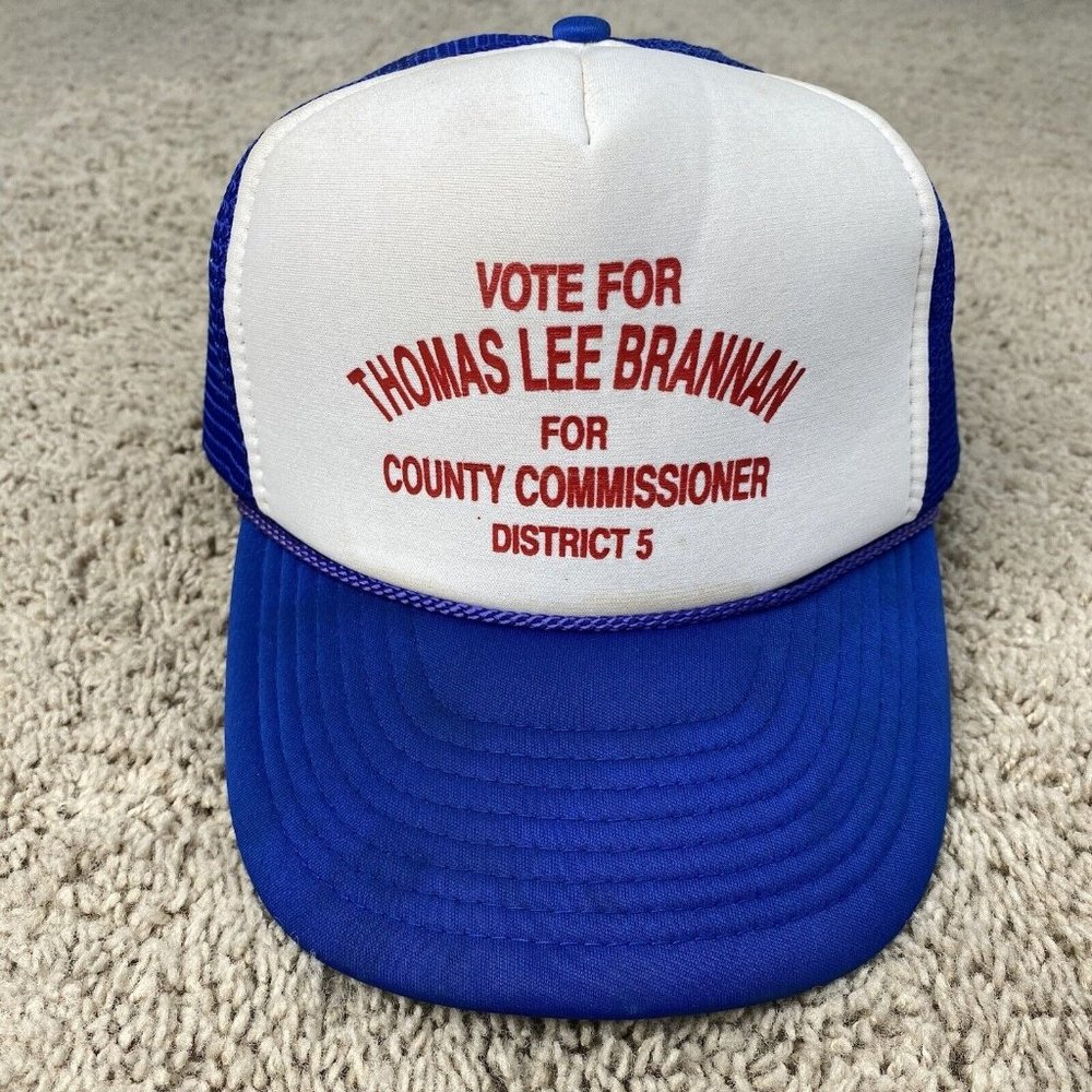 Vtg Nissun Hat Vote Thomas Lee Brannan County Commissioner Trucker Snapback Cap